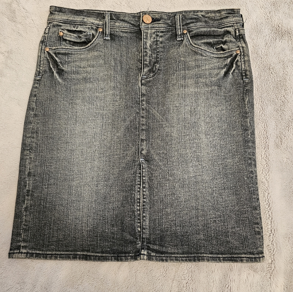 See Thru Soul Fitted Knee Length Denim Skirt